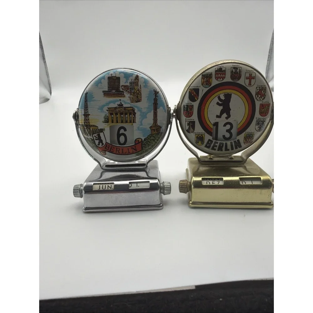 Two Vintage Berlin Germany Perpetual Desk Calendars Bear Souvenir West Berlin
